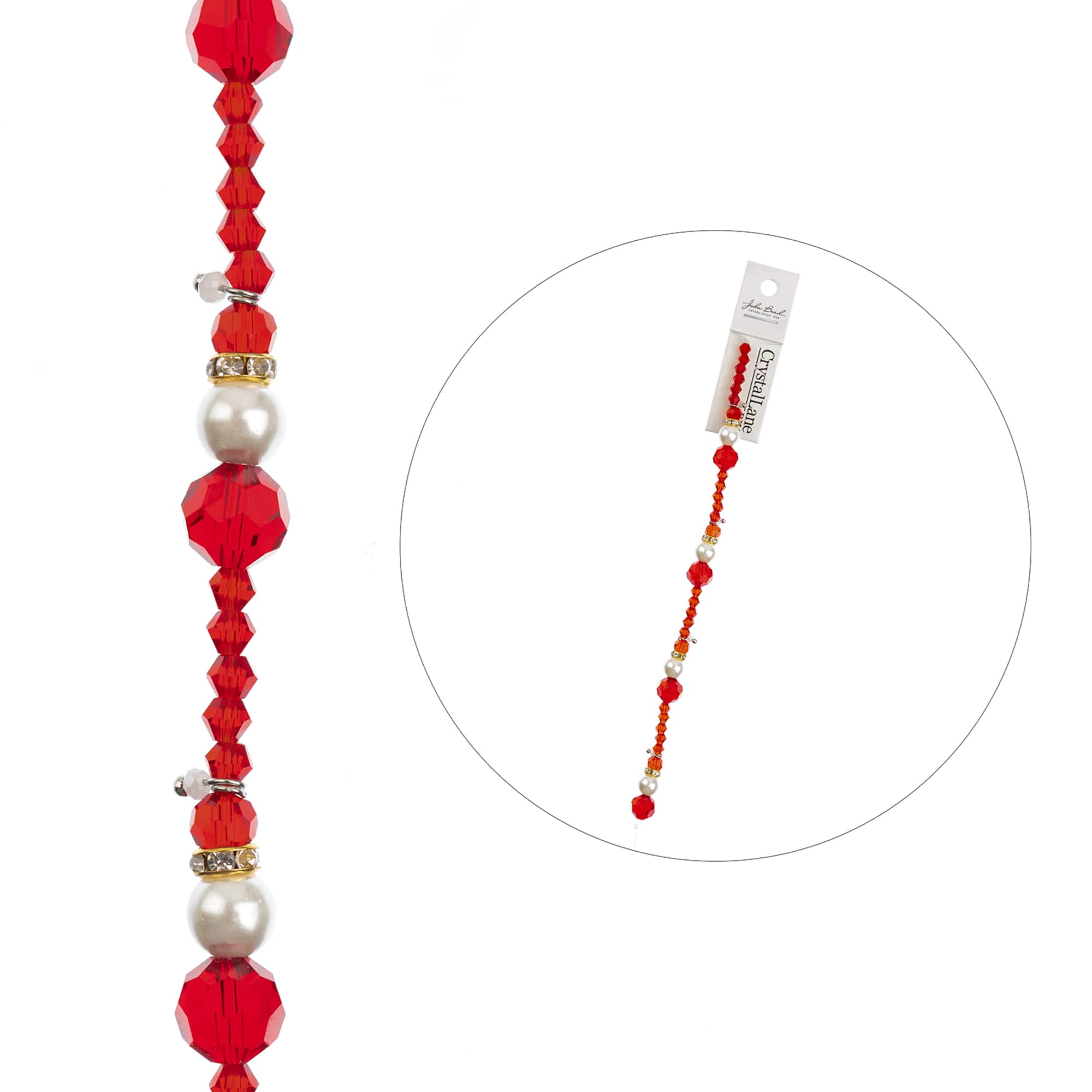 Crystal Lane DIY Holiday Christmas 7" Designer Crystal Glass Stack Bead Strand